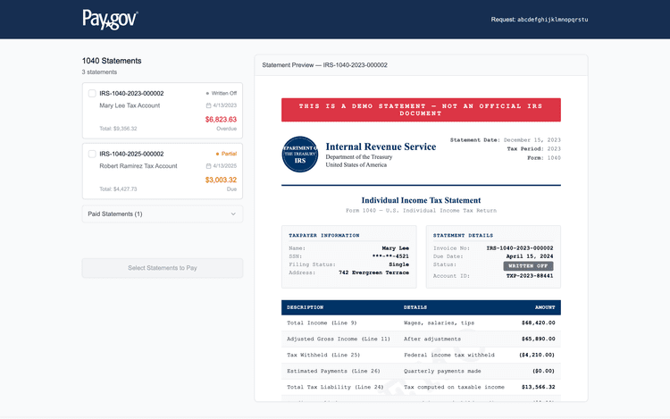 Pay.Gov - Payment Portal Project Image