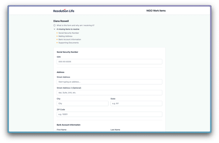 tilliX BRF - NIGO Work Items flow Project Image